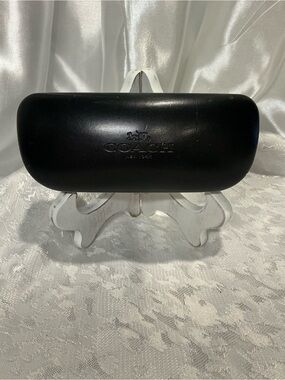 Coach Black Leather Logo Eyeglass Case